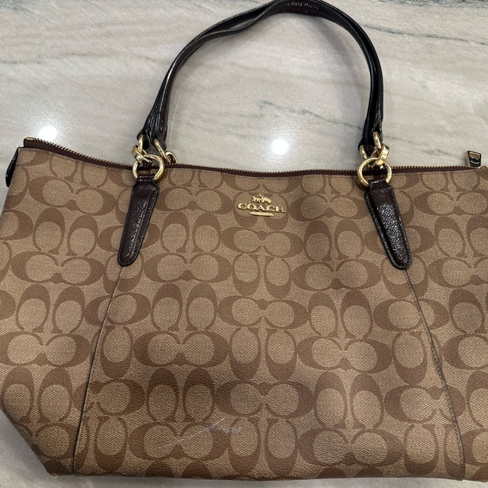 Coach Tan and Brown Signature Tote